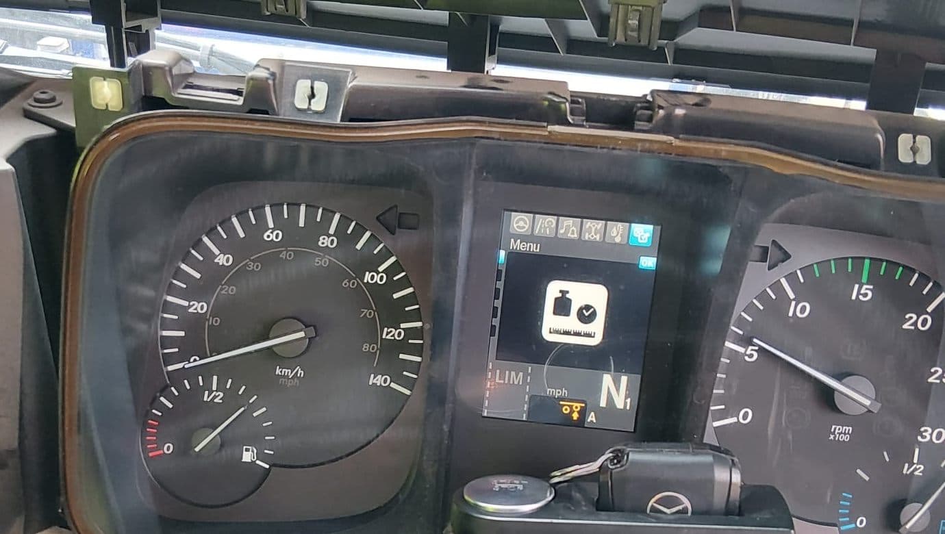 Truck instrument cluster showing key programming and immobiliser checks
